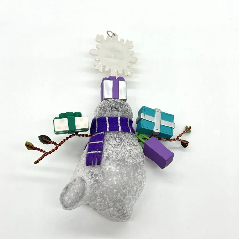 VTG Hallmark Keepsake 2003 Snowmans Land Christmas Ornament Set Glitter Clear x3